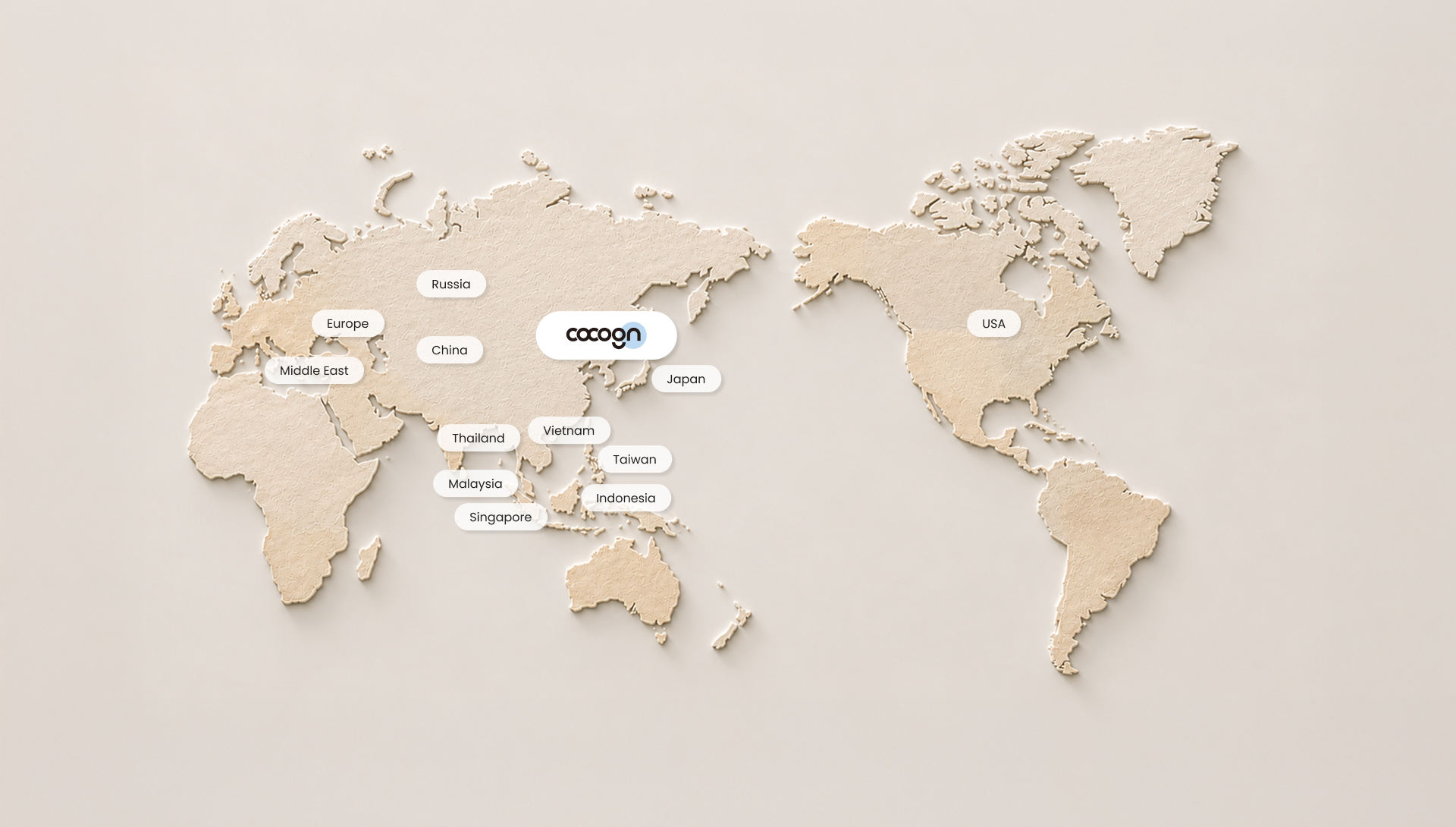 코코지엔 글로벌 네트워크 - Korea, Russia, China, Japan, Taiwan, Vietnam, Malaysia, Singapore, Indonesia, USA